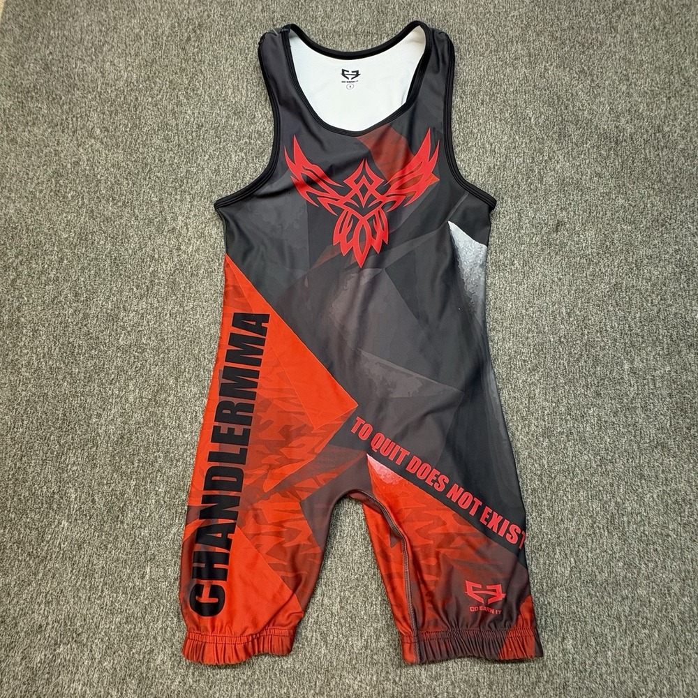 Go Earn It Chandler MMA Custom Wrestling Singlet Men's Small Graphic Bib